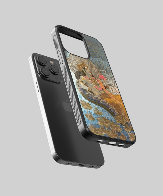 Lord Vishnu Sheshnag Aesthetic Glass Phone Case
