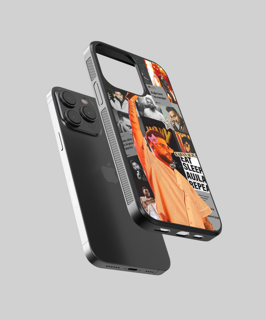 Karan Aujla Eat Sleep Aujla Repeat Aesthetic Glass Phone Case
