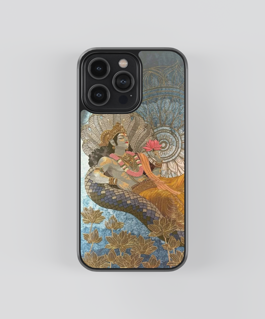 Lord Vishnu Sheshnag Aesthetic Glass Phone Case